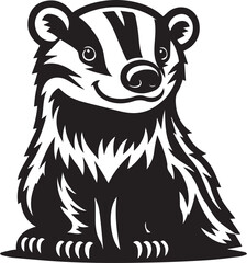 Honey Badger Vector in black and white 