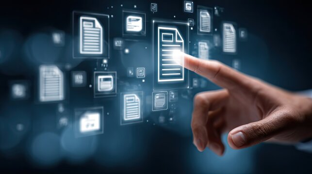 Finger Touching Digital File Icon