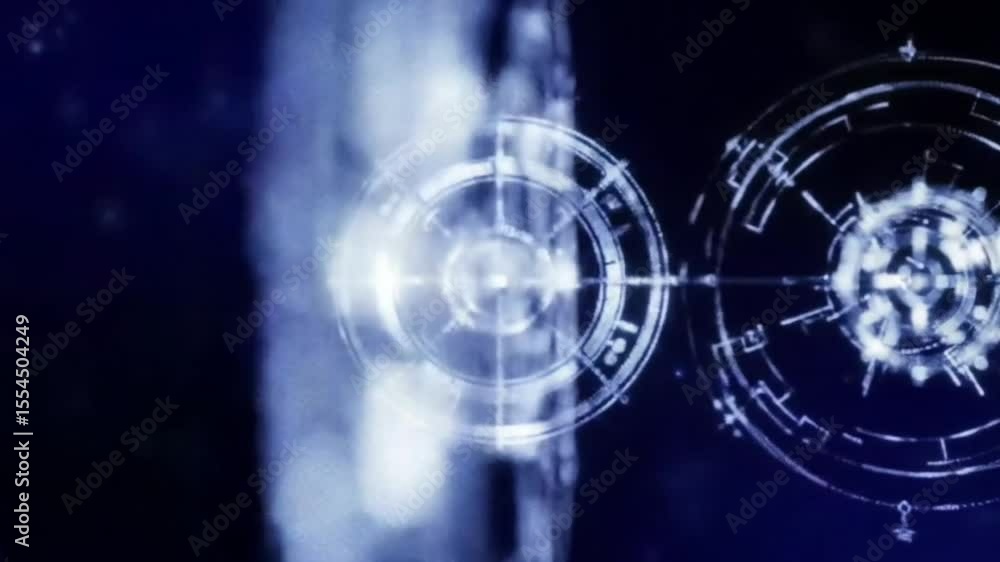 Poster abstract futuristic digital interface glowing circular hud elements