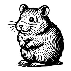 Fototapeta premium Cute Hamster Animal Line Art Drawing Black and White Outline Illustration Graphic Vector Design