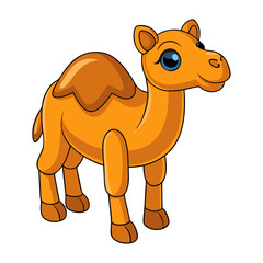 Cute cartoon dromedary camel with a single hump standing on a white background friendly and adorable animal illustration