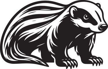 Honey Badger Vector in black and white 
