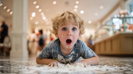 Spoiled Child Playing with Ice Cream Mess