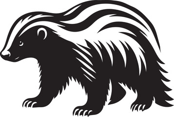 Honey Badger Vector in black and white 