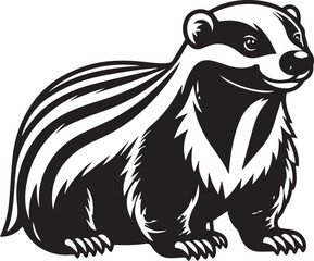 Honey Badger Vector in black and white 
