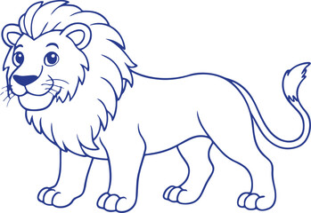  Lion Outline Drawing, Jungle King Vector, Animal Cartoon, Wildlife Clipart, Safari Beast, Transparent Background