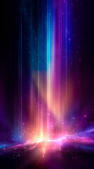 Light energy forming, abstract beams and particles, soft glowing atmosphere, soft gradients of deep blue and violet, peaceful atmosphere,