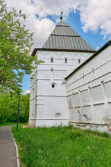 Moscow, view of the wall and the Western tower of the Novosspassky stavropegic man monastery, 17th century, attraction