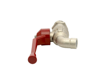 Metal Water Valve with Red Handle Isolated