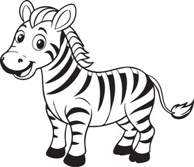 Zebra Vector Illustration, Cute Animal Clipart, Jungle Wildlife, Cartoon Drawing, Safari Character, Transparent Background