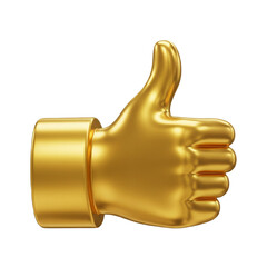 Golden Thumbs Up 3D Render of Approval and Success