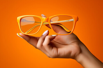 Hand holding a pair of glasses