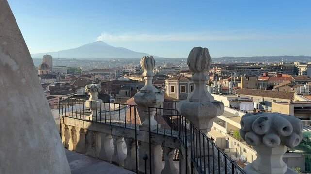 View of Catania and mount Etna from Catania Cathedral of Saint Agatha