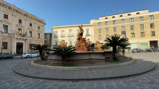Fountain of Diana in Syracuse Sicily at Piazza Archimede