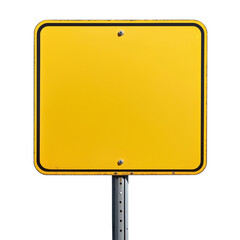 yellow road sign on transparent background &ndash; suitable for traffic-related designs, safety signage mockups, educational materials