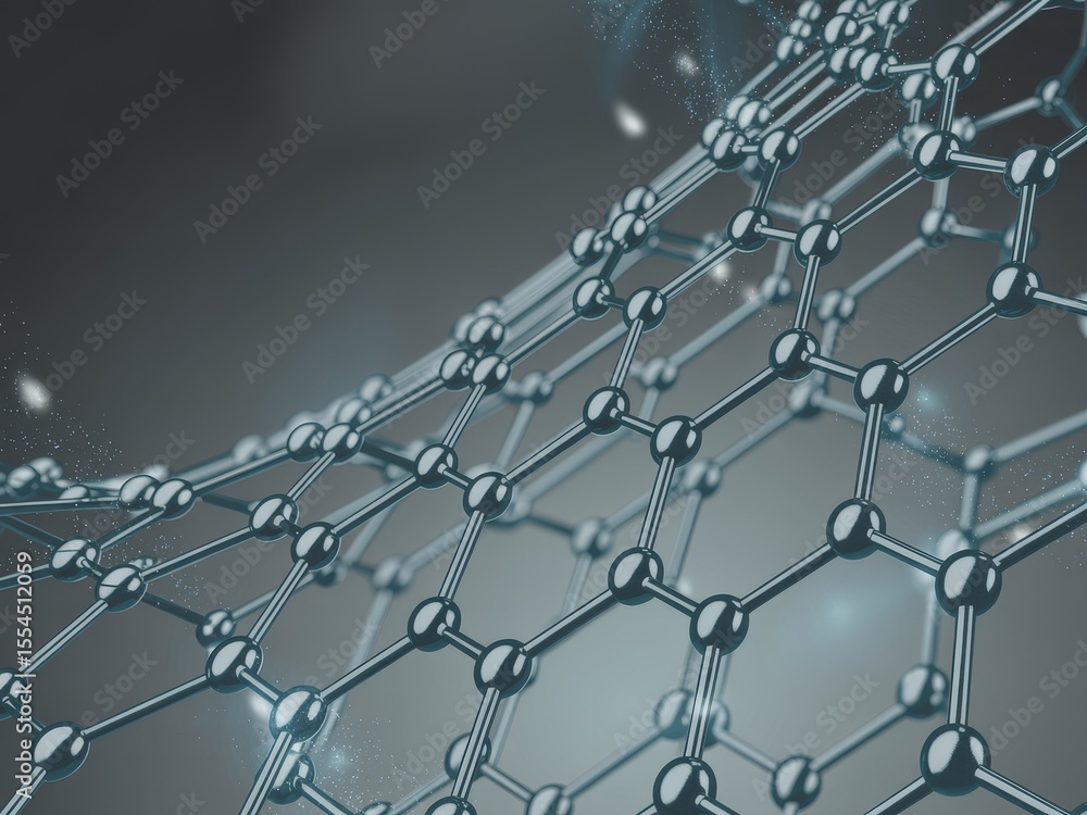 Aufkleber abstract 3 d rendering dark gray metallic molecular structure