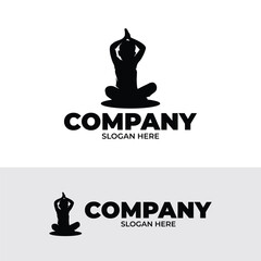 Silhouette of kids yoga logo design