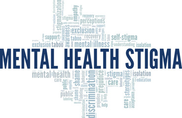 Mental Health Stigma word cloud conceptual design isolated on white background.