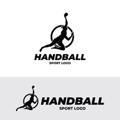 Silhouette of handball player logo design template