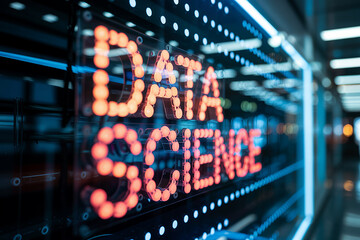 Illuminated Data Science Sign Orange L E D Lights Night Cityscape Background LED lights orange lights