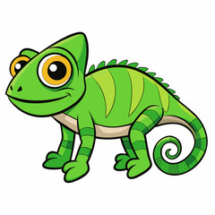Obraz premium green chameleon cartoon