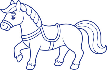 Horse Line Art Vector, Cartoon Pony Illustration, Outline Animal Design, Farm Pet Sketch, Equestrian Clipart, Transparent Background