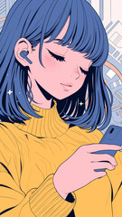リラックスしながらスマートフォンを操作する20代女性ライフスタイルイメージ　現代生活・テクノロジー・SNS・プライベートシーン・家で過ごす時間を描いたナチュラルポートレート