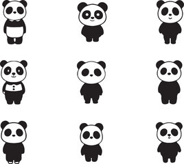 Panda Standing Pose Pattern – Cute, Animal, Wildlife, Black White, Endangered, Bear