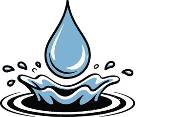 Water Drop Splash  Illustration of Pure H2O Droplet Impact