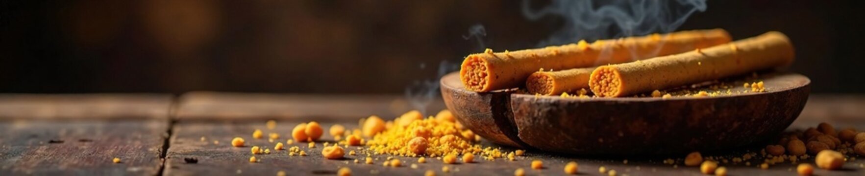 Ancient frankincense dhoop sticks on a wooden altar, frankincense, incense