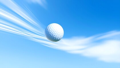 Golf Ball in Flight: A Dynamic Shot Against a Swirling Sky, Capturing the Essence of the Game and the Beauty of Motion