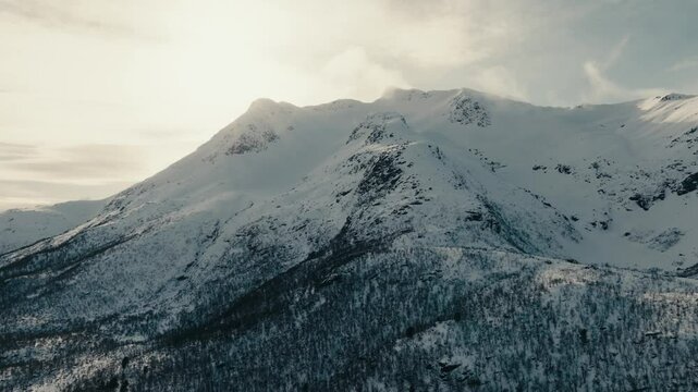 Scenic View Of Mountainous Terrain Above Lodingen In Nordland County, Norway. Aerial Drone Shot