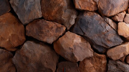 An artistic view of a stone wall showcasing a variety of textures and warm colors, creating a feeling of stability and organic beauty found in nature's architecture.