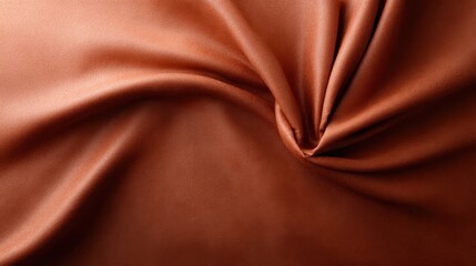 This image captures the luxurious appeal of rich brown satin fabric, its smooth texture creating a sense of warmth and sophistication that invites touch and admiration.