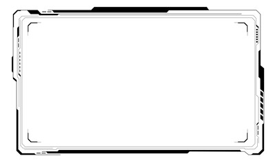 HUD frames black user interface elements design modern technology futuristic control panel screen digital hologram window gaming menu touching cyber monitor set on white background vector