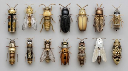 Metallic insect sculptures display