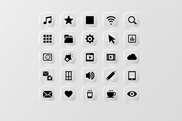 Collection of modern flat ui icons on a clean light gray background