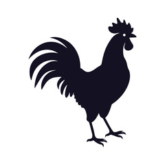 Rooster Silhouette Icon Vector on White Background.