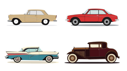 Silhouette of a retro vintage old car in classic style, featuring bold contours and nostalgic design elements, ideal for automotive-themed projects, historical illustrations, retro branding