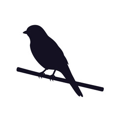 Minimalist Songbird on a Stick Silhouette Vector Graphic.