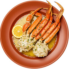 Deliciously prepared crab dish served with lemon slice and garnished in a vibrant setting