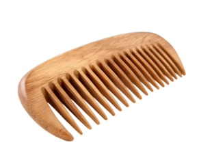 Natural Wooden Comb Isolated on Transparent Background