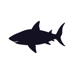 Obraz premium Swimming Shark Silhouette Vector Ocean Predator Icon.