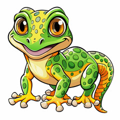 green frog with a smile