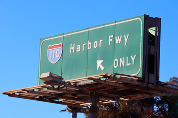 San Pedro (Port of Los Angeles), California: Road Sign for Interstate 110 Harbor Freeway 