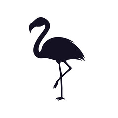 Flamingo Standing on One Leg Silhouette Vector Icon.