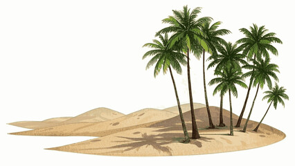 Coral Sands Wash Sandy island with palm trees isolated watercolor vector illustration svg © Arun168