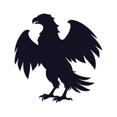 Majestic Eagle with Wings Spread Icon Silhouette Vector. Power Symbol.
