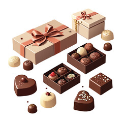 Luxury Chocolate Collection with Heart Shapes and Gourmet Truffle Designs