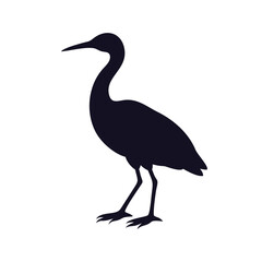 Simple Heron Bird Silhouette Vector for Minimalist Icon.